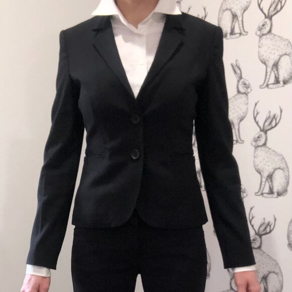 Women's Express Editor Slack Pants and Suit Jacket Blk Sz4 Long Reg